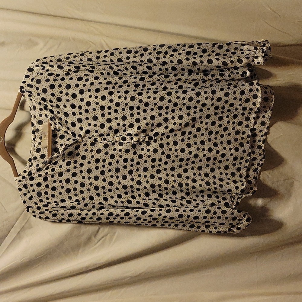 Loft Black and White Dot Blouse